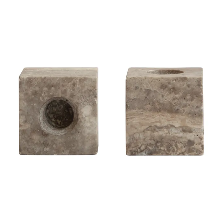 Cube portacandele set da 2 - Silver Travertine - 101 Copenhagen