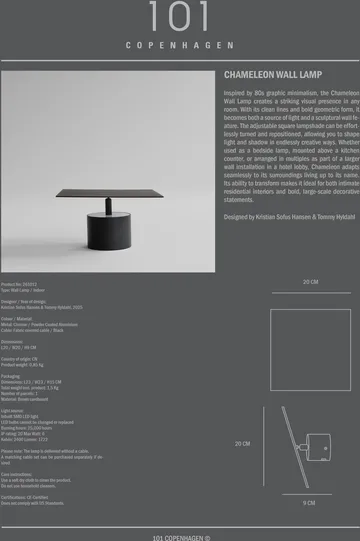 Lampada da parete Chameleon - Burned Black - 101 Copenhagen