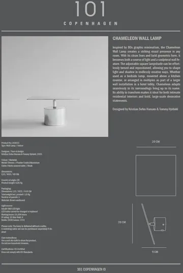 Lampada da parete Chameleon - Chrome - 101 Copenhagen