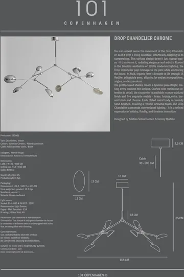 Lampadario Drop Chandelier mini - Chrome - 101 Copenhagen