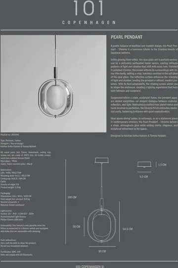 Pearl pendant - Chrome - 101 Copenhagen