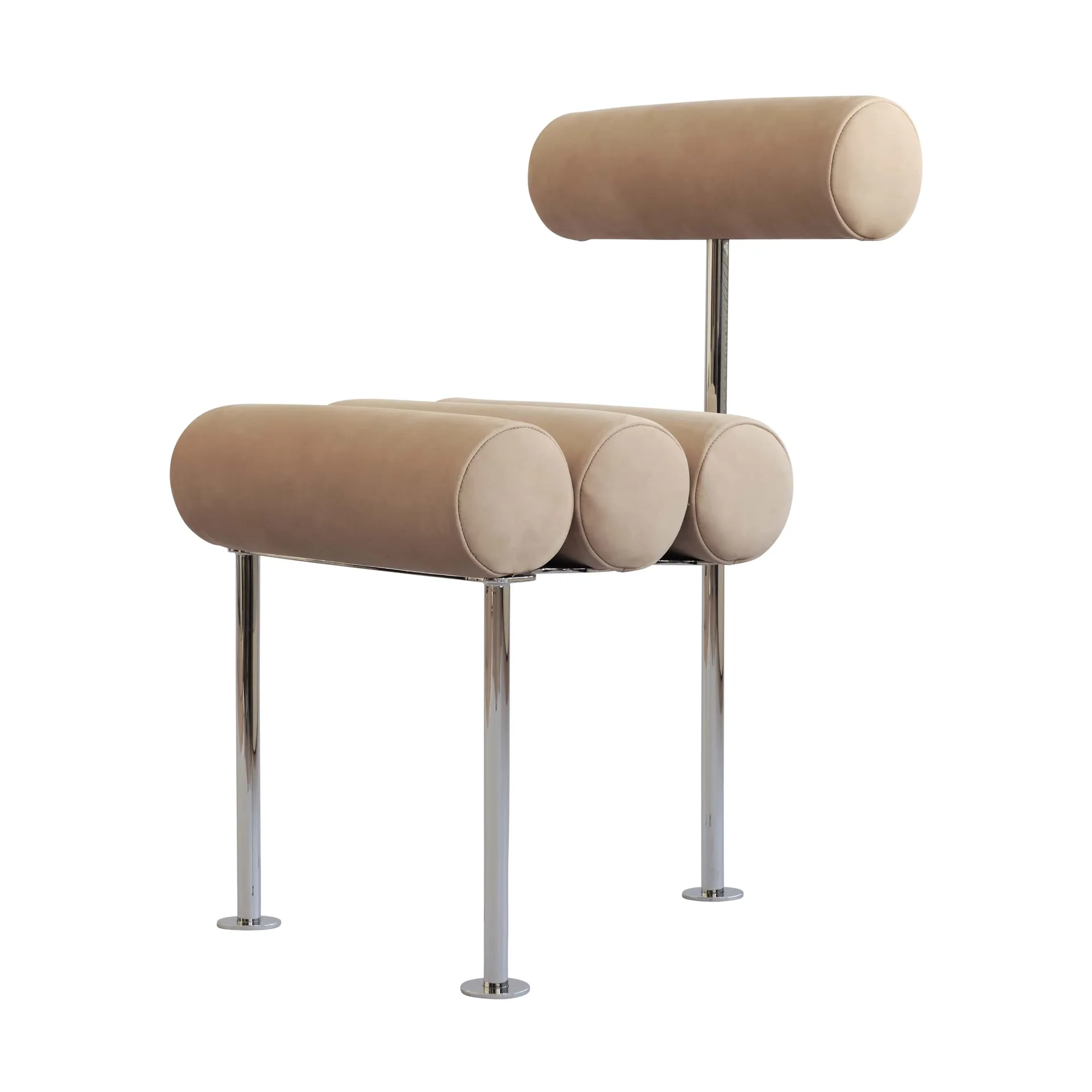 Sedia da pranzo Hiro, Acciaio inox - nabuk 101 Copenhagen