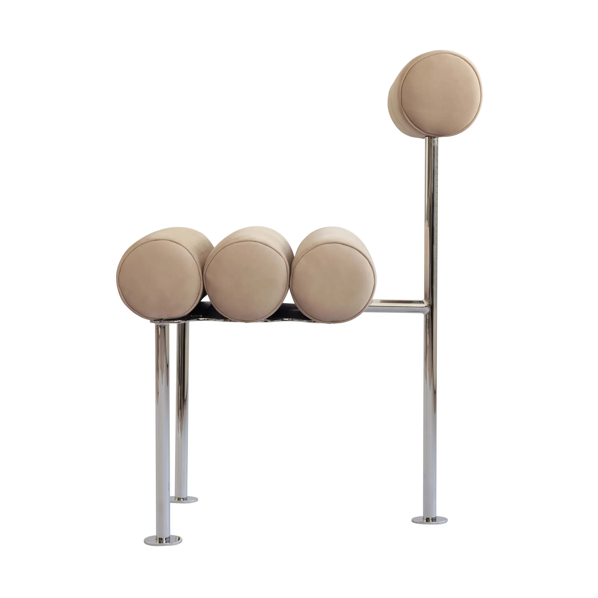 Sedia da pranzo Hiro, Acciaio inox - nabuk 101 Copenhagen