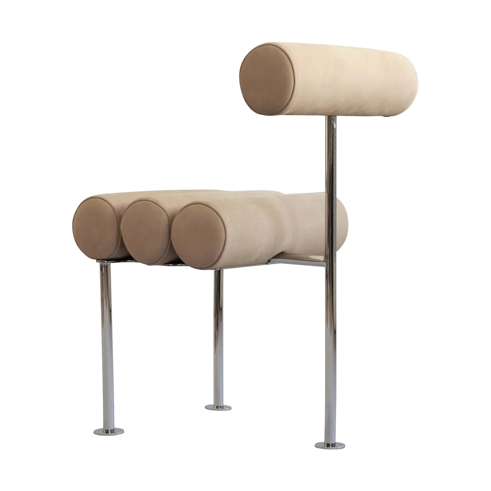 Sedia da pranzo Hiro, Acciaio inox - nabuk 101 Copenhagen