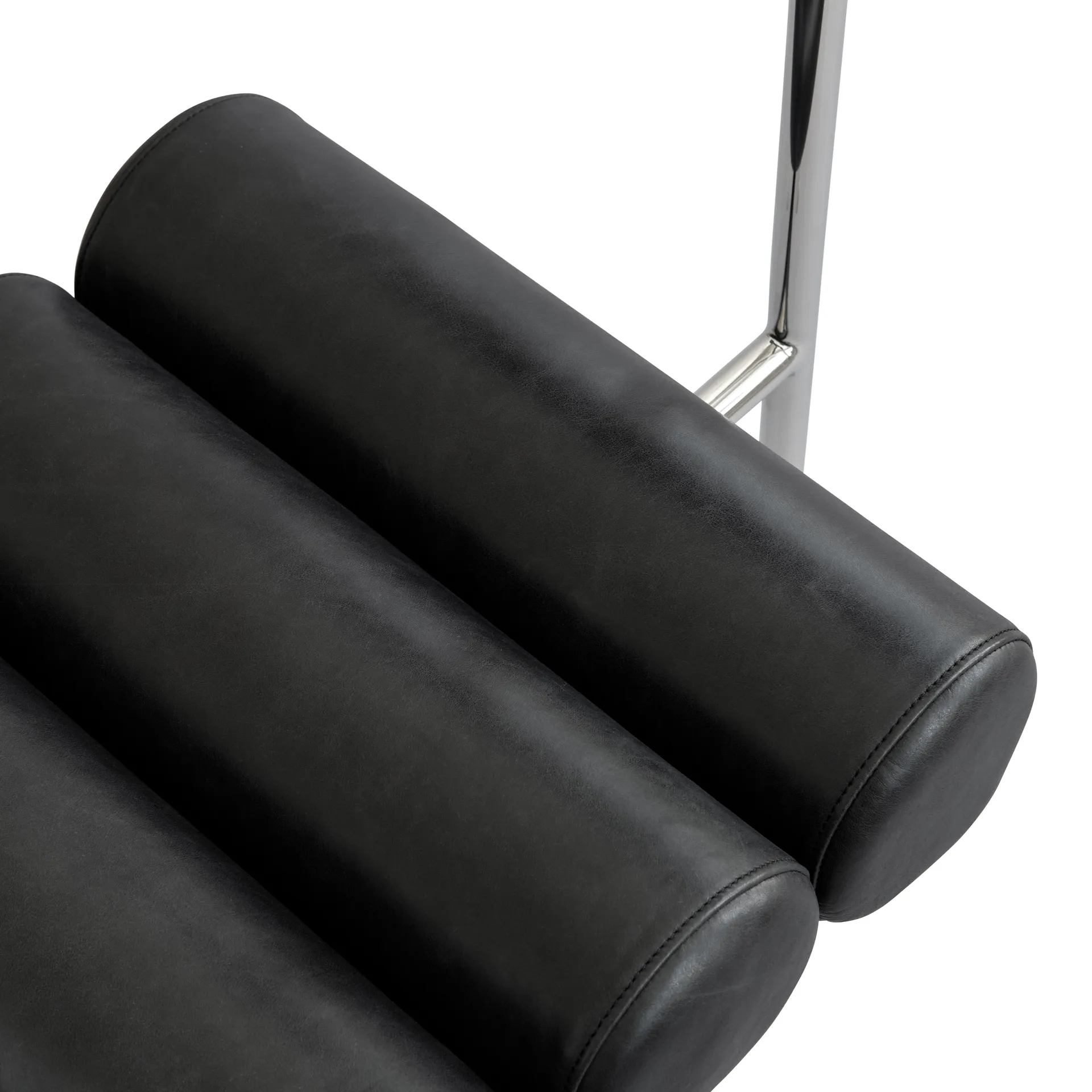 Sedia da pranzo Hiro, Acciaio inox - pelle anilina nera 101 Copenhagen
