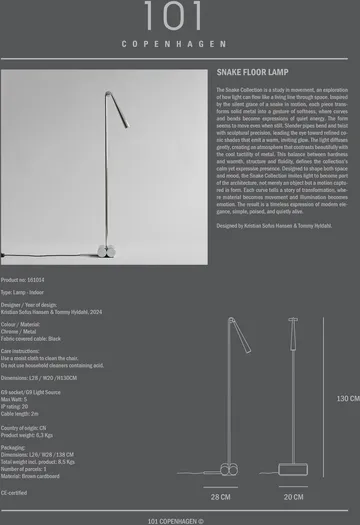 Snake lampada da terra - Chrome - 101 Copenhagen