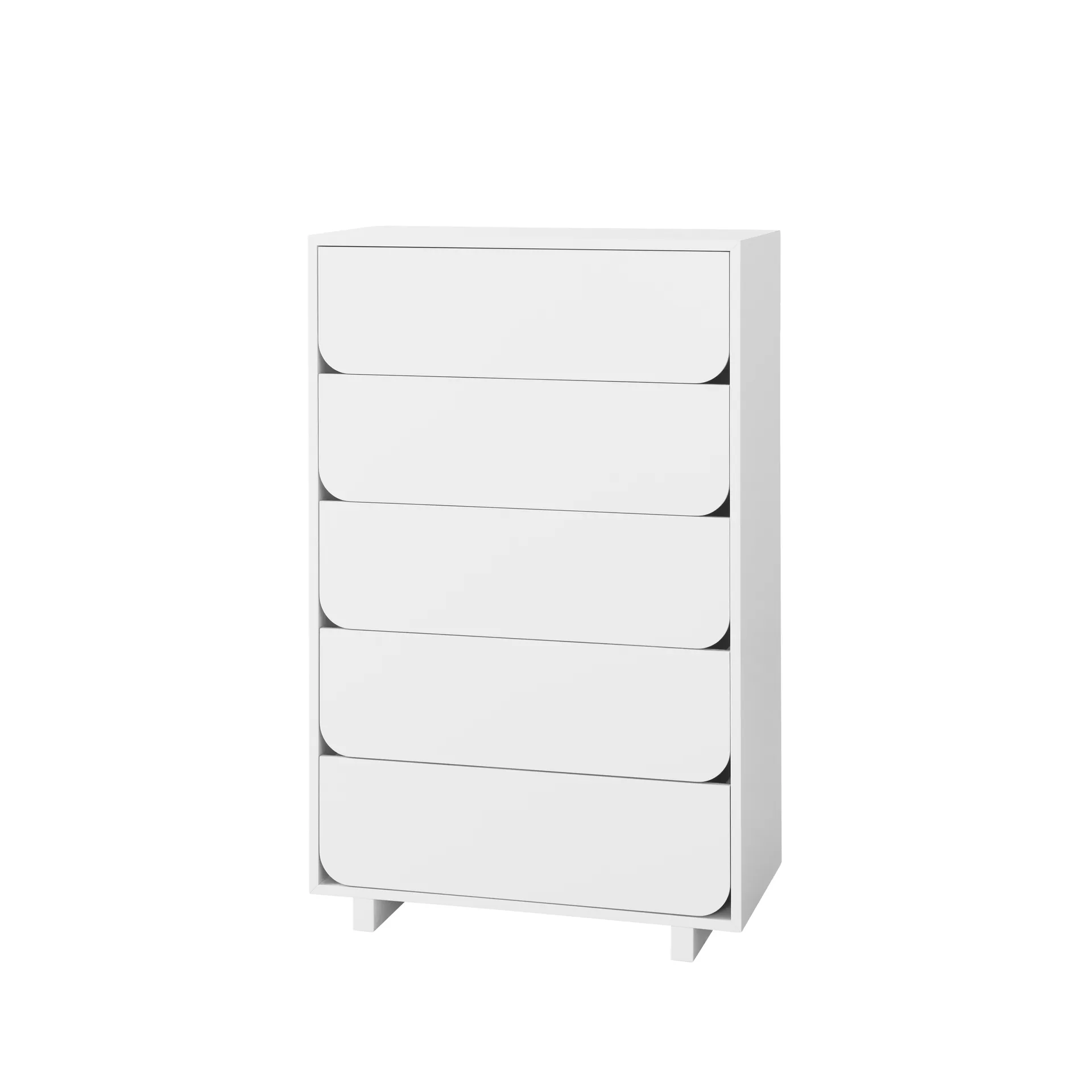 Cassettiera alta Vidja, laccata bianca, 5 cassetti 1898