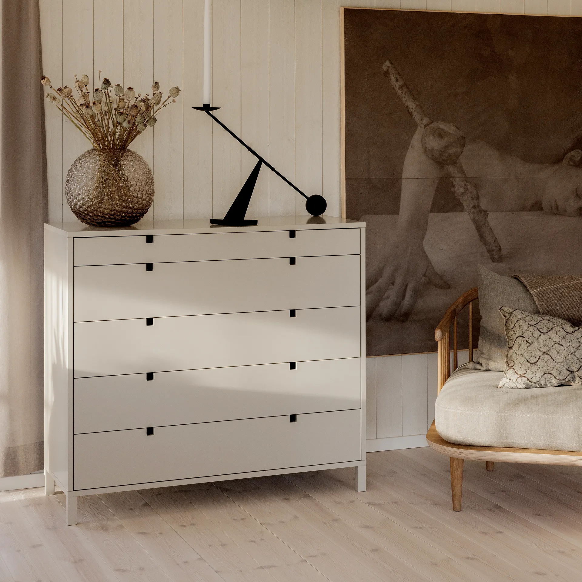 Cassettiera Square, 5 cassetti, Sabbia 1898