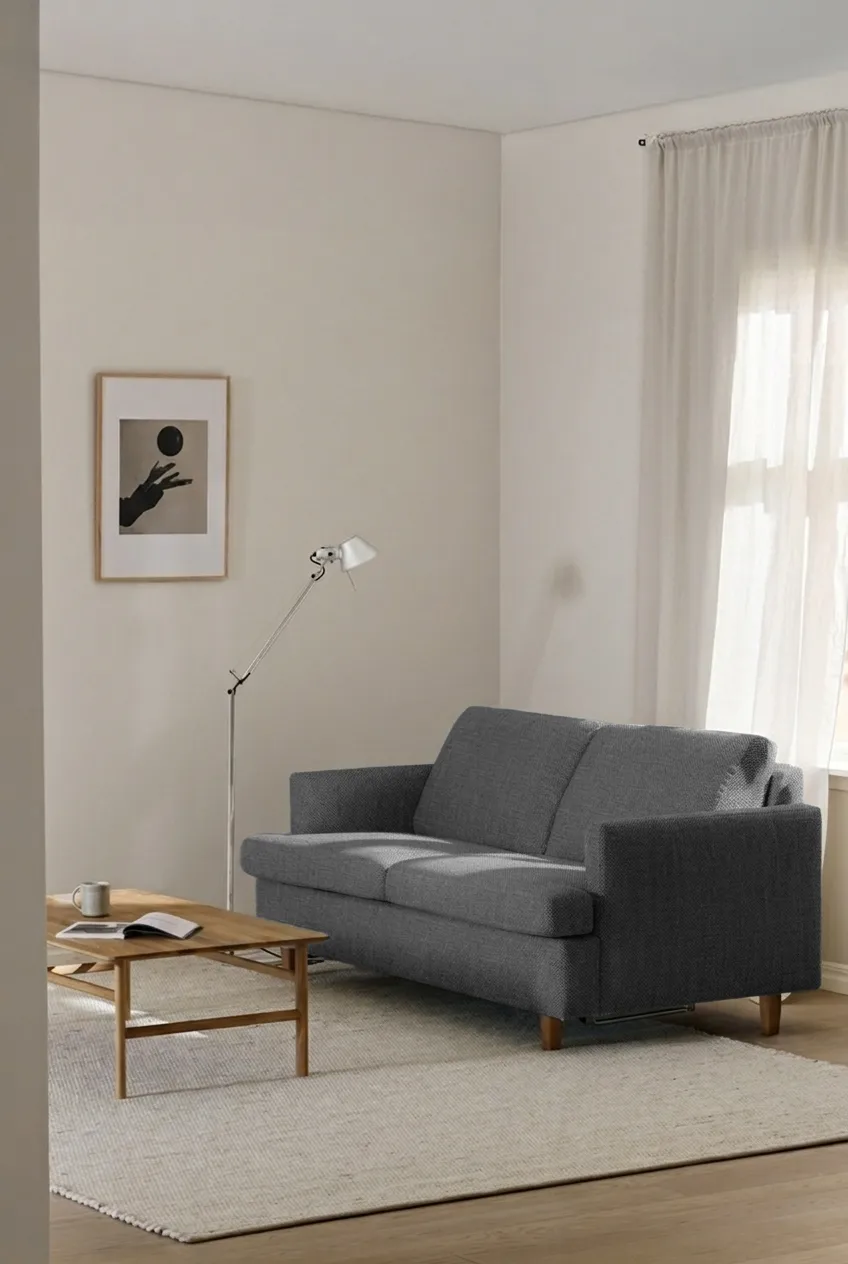 Divano letto Binga a 2,5 posti, Caleido Grey 1240-rovere 1898
