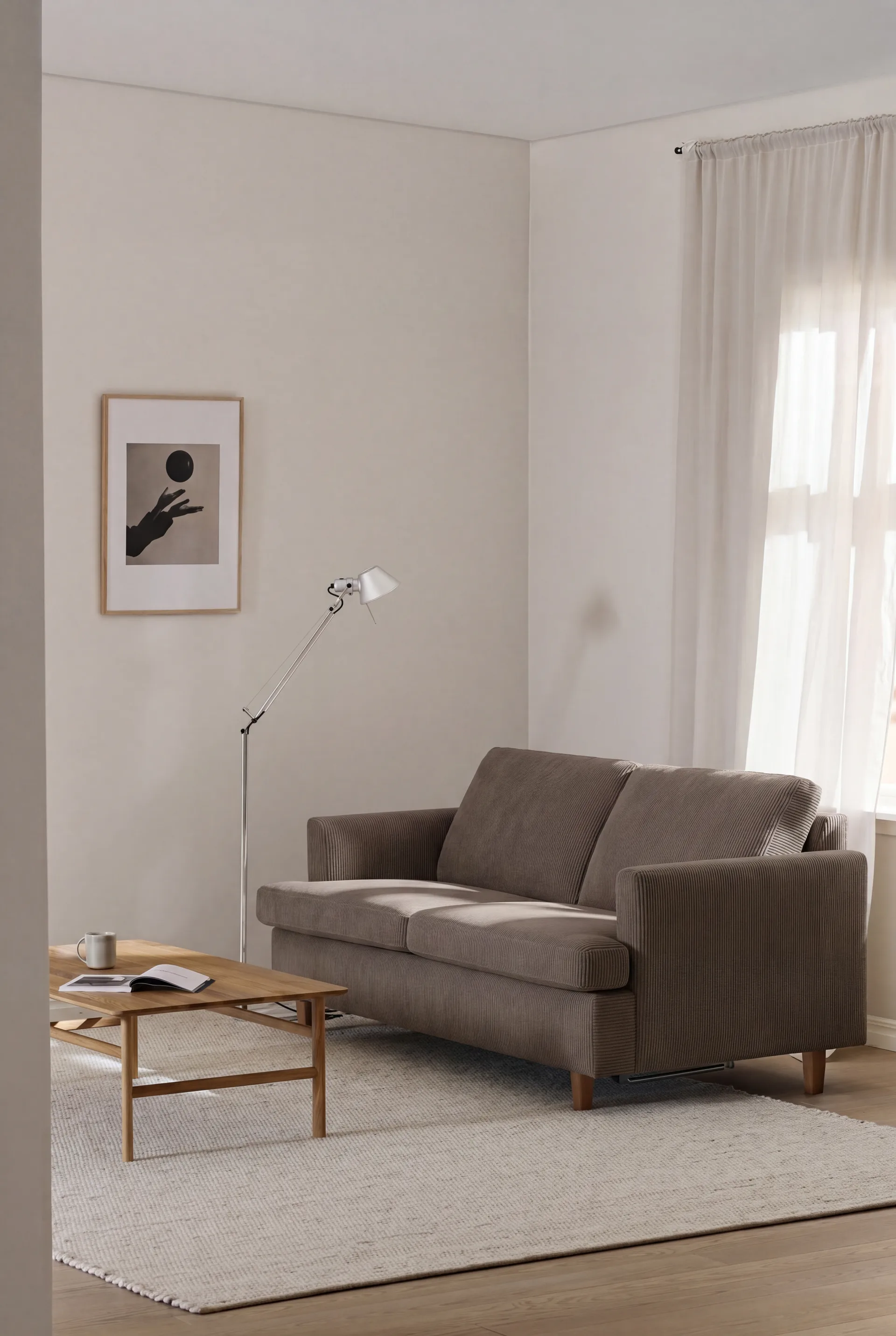 Divano letto Binga a 2,5 posti, Jump Brown 1955-frassino tinto scuro 1898