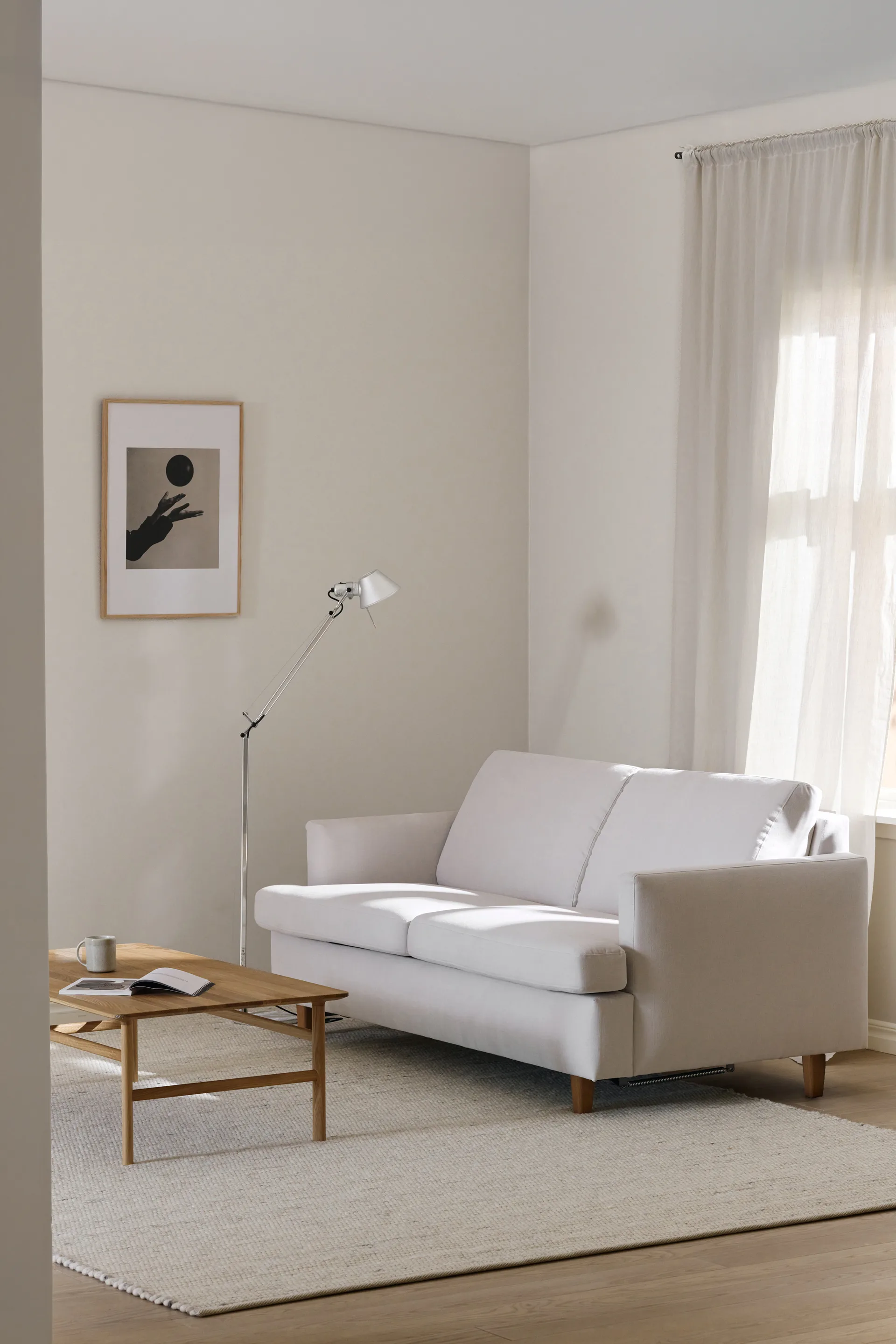 Divano letto Binga a 2,5 posti, Oslo Nature 1540-frassino tinto scuro 1898