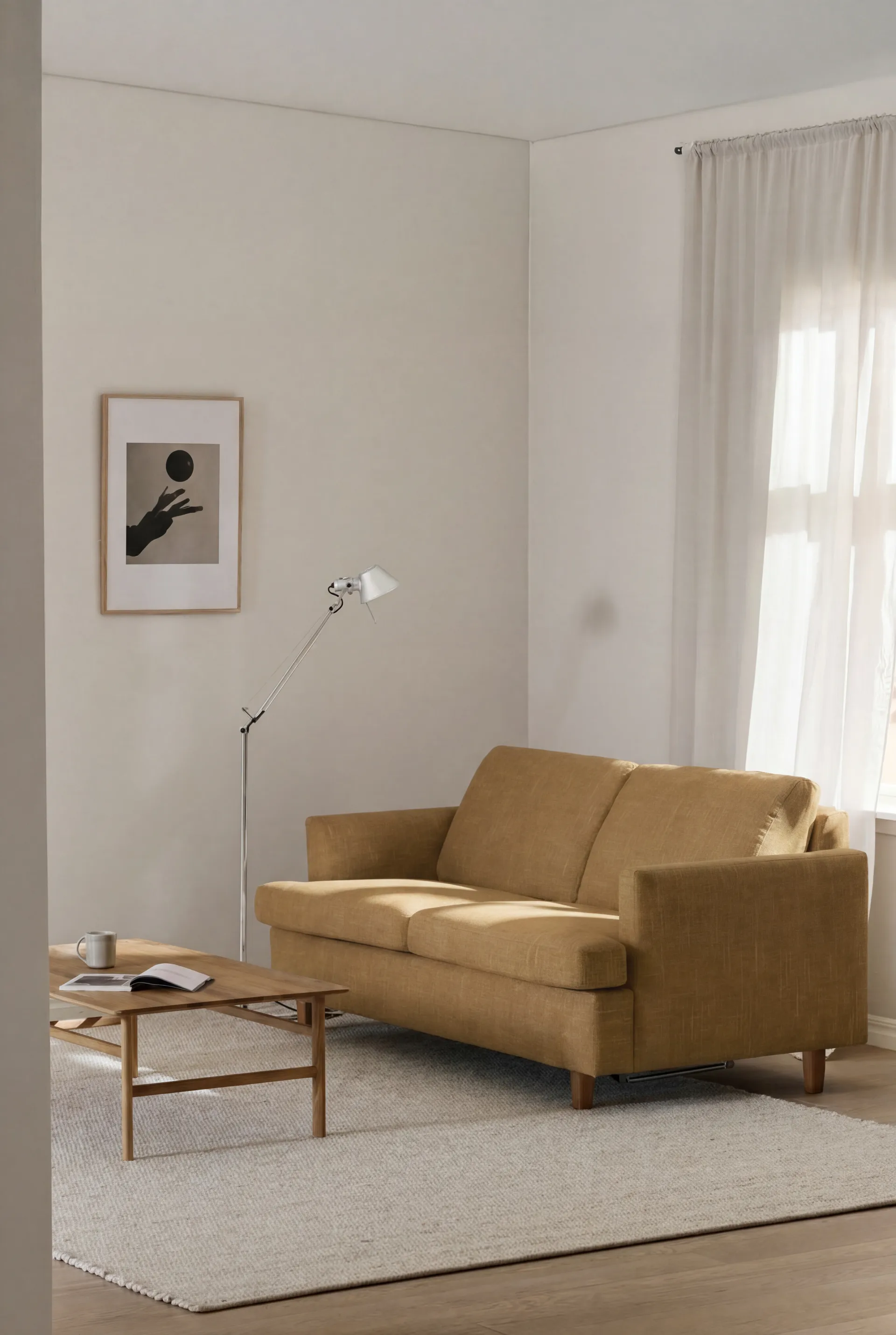 Divano letto Binga a 2,5 posti, Same Ochre 6676-frassino tinto rovere 1898