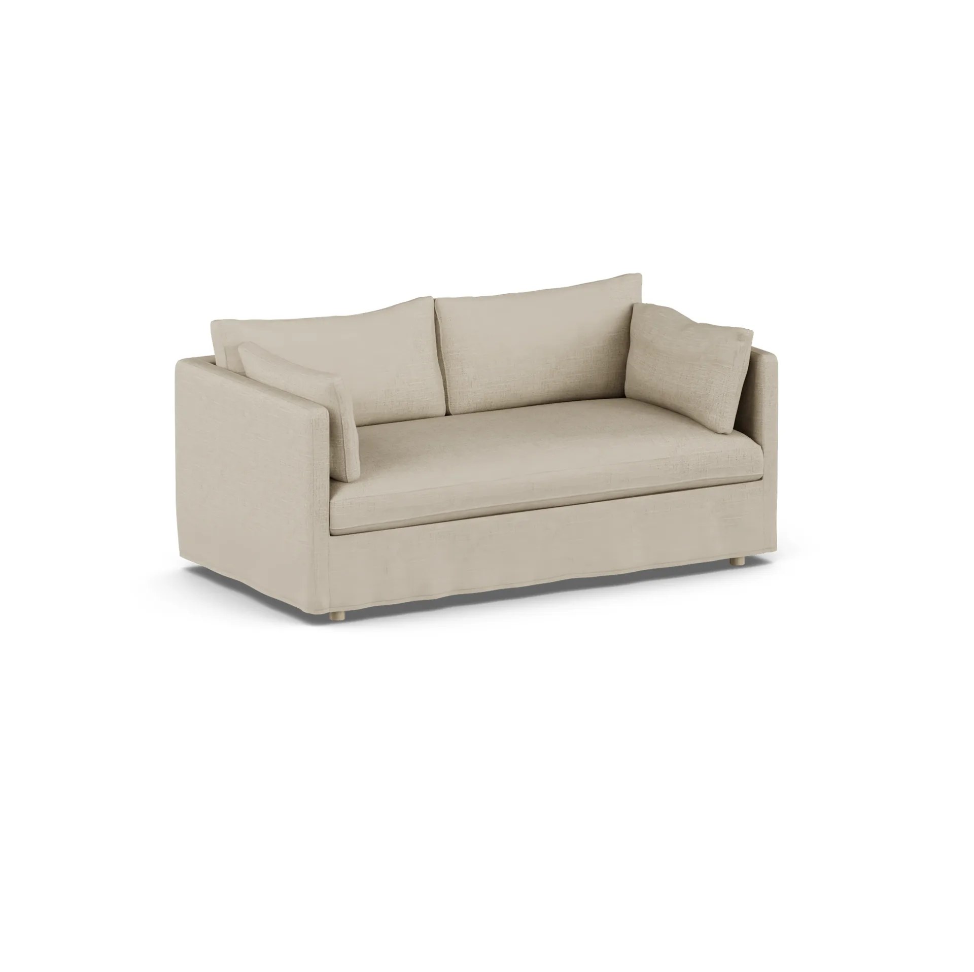 Divano Linnevik, Bern beige 0341-rovere oliato bianco, 2 sedute, con gonna 1898