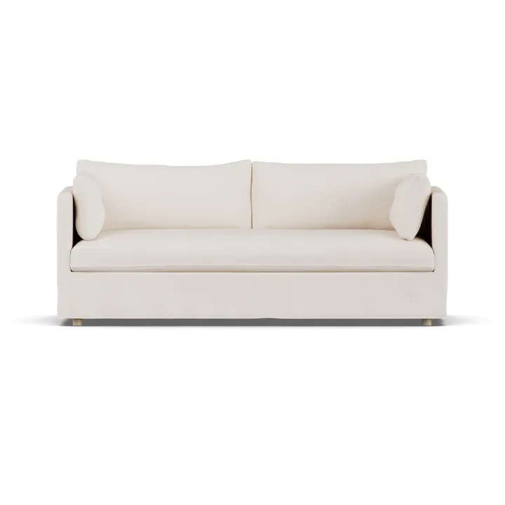 Divano Linnevik - Caleido beige 9600-rovere oliato bianco, 3 sedute, con gonna - 1898