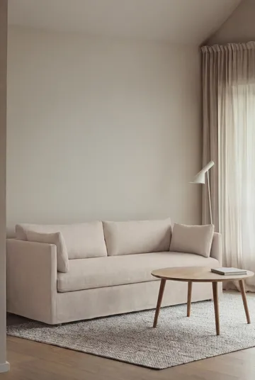 Divano Linnevik - Caleido beige 9600-rovere oliato bianco, 3 sedute, con gonna - 1898