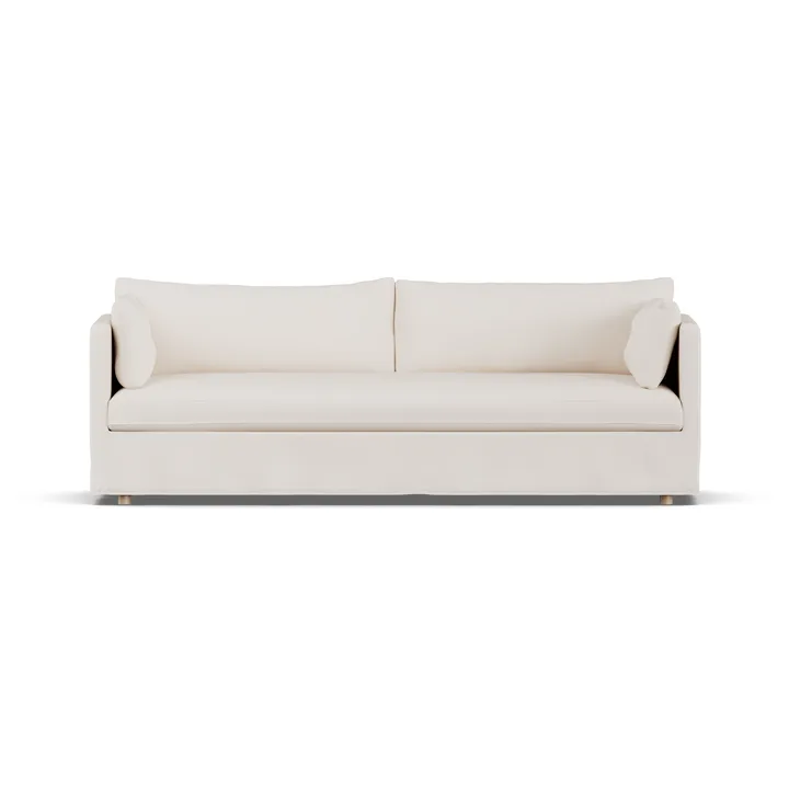 Divano Linnevik - Caleido beige 9600-rovere oliato bianco, 4 sedute, con gonna - 1898
