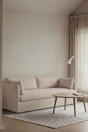 Divano Linnevik - Jump Beige 1956-rovere oliato bianco, 3 sedute, con gonna - 1898