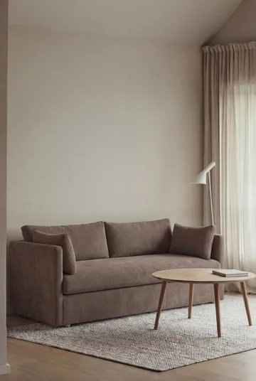 Divano Linnevik - Jump brown 1955-rovere oliato bianco, 2 sedute, con gonna - 1898