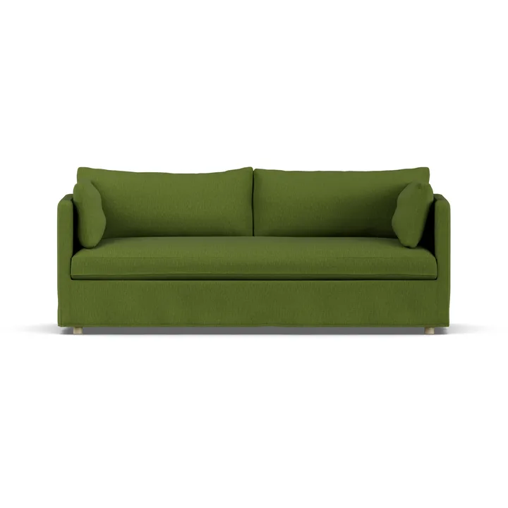 Divano Linnevik - Luiza green 3975-rovere oliato bianco, 3 sedute, con gonna - 1898