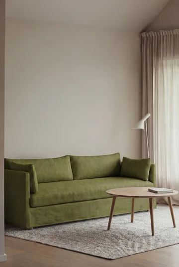 Divano Linnevik - Luiza Green 3975-rovere oliato bianco, 4 sedute, con gonna - 1898