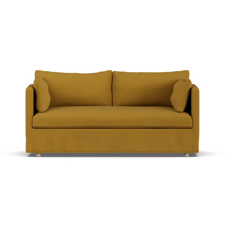 Divano Linnevik - Luiza Mustard 3972-rovere oliato bianco, 2 sedute, con gonna - 1898