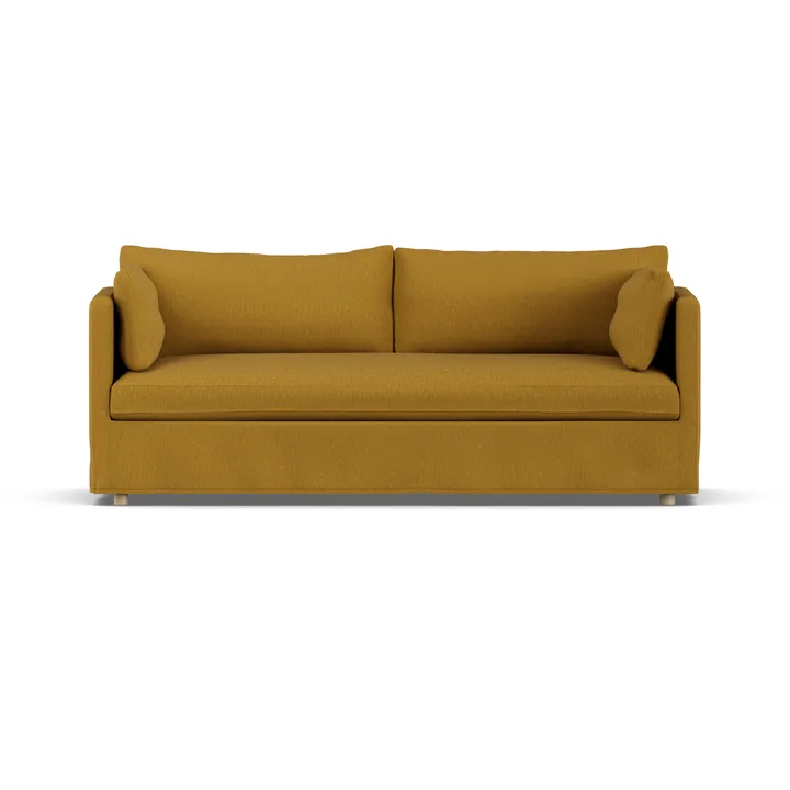 Divano Linnevik - Luiza Mustard 3972-rovere oliato bianco, 3 sedute, con gonna - 1898