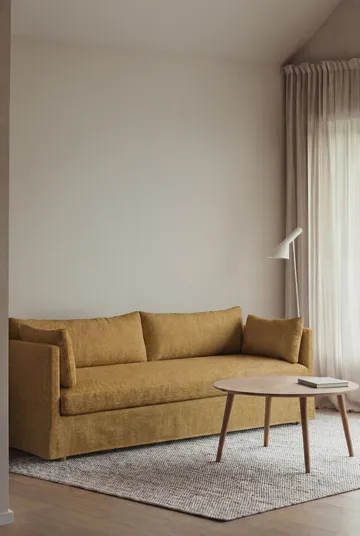 Divano Linnevik - Luiza Mustard 3972-rovere oliato bianco, 4 sedute, con gonna - 1898