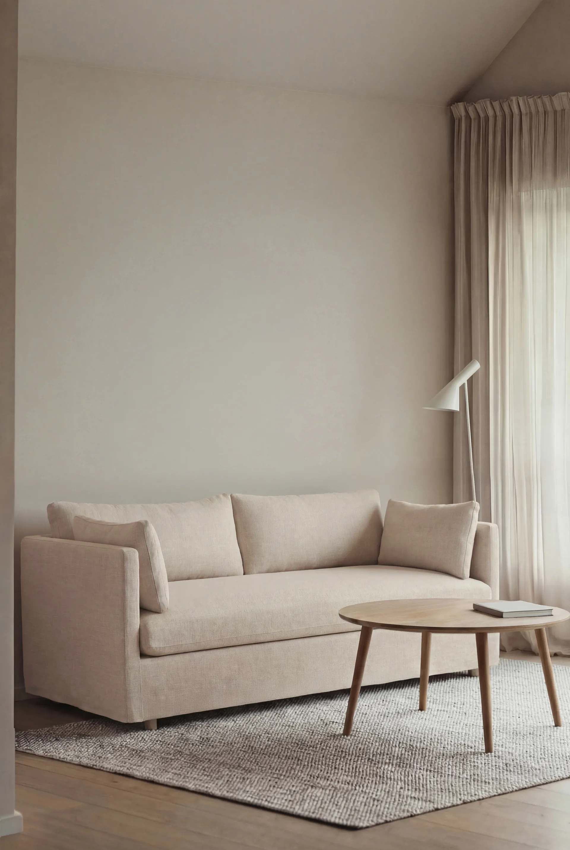 Divano Linnevik, Oslo Nature 1540-rovere oliato bianco, 2 sedute, con gonna 1898