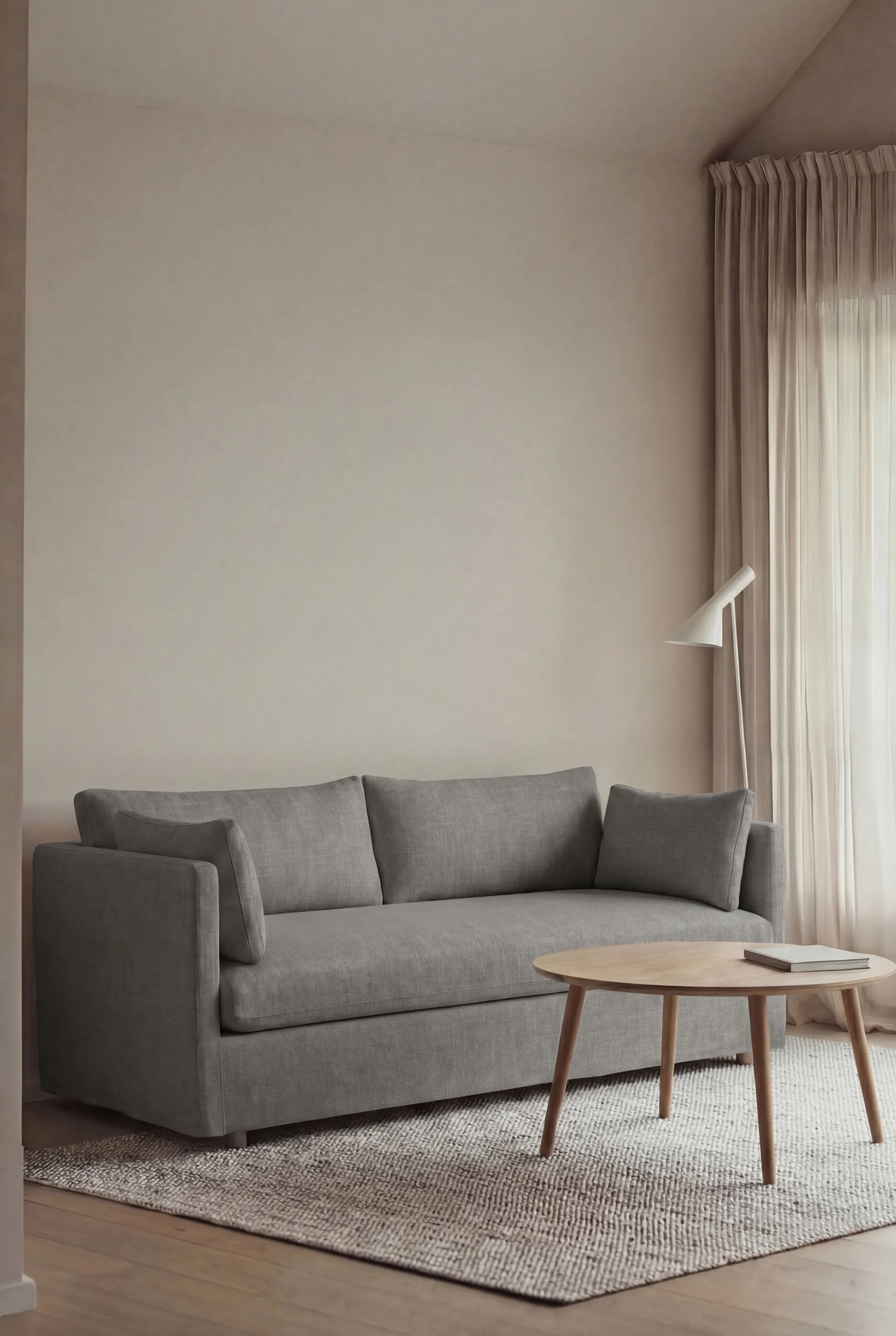 Divano Linnevik, Same Grey 6673-rovere oliato bianco, 2 sedute, con gonna 1898