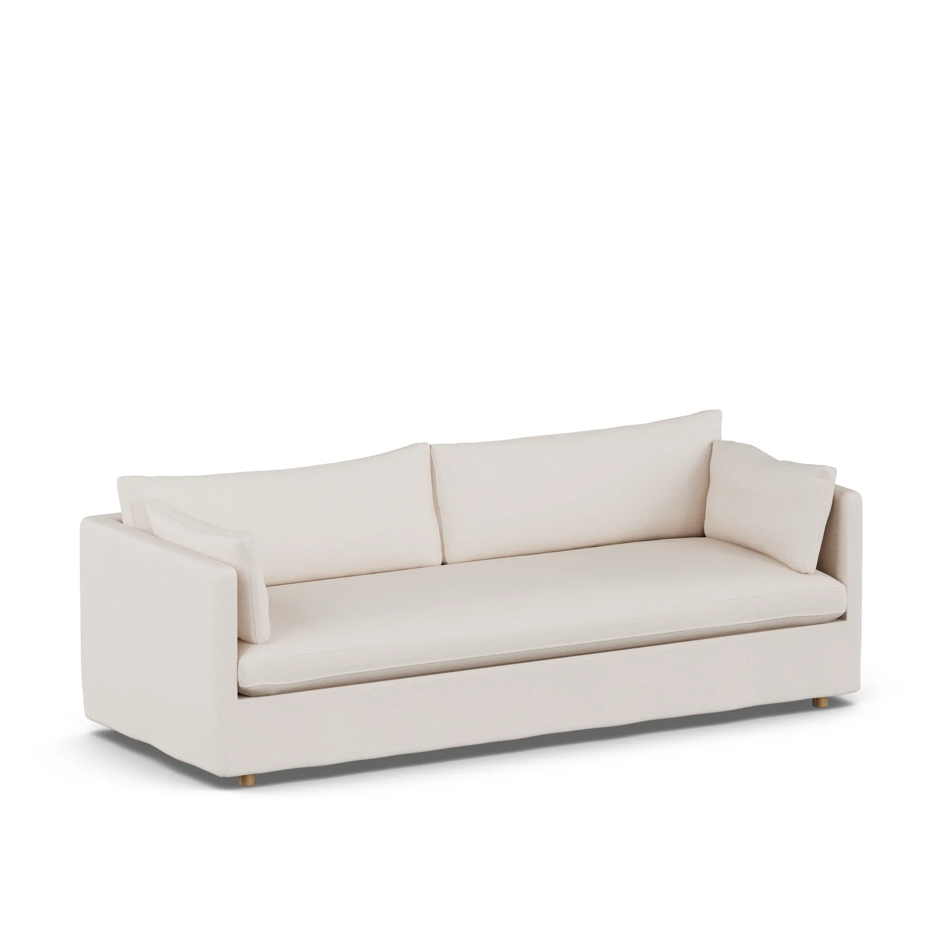 Divano Linnevik, Same Off White 6671-rovere oliato bianco, 4 sedute, con gonna 1898