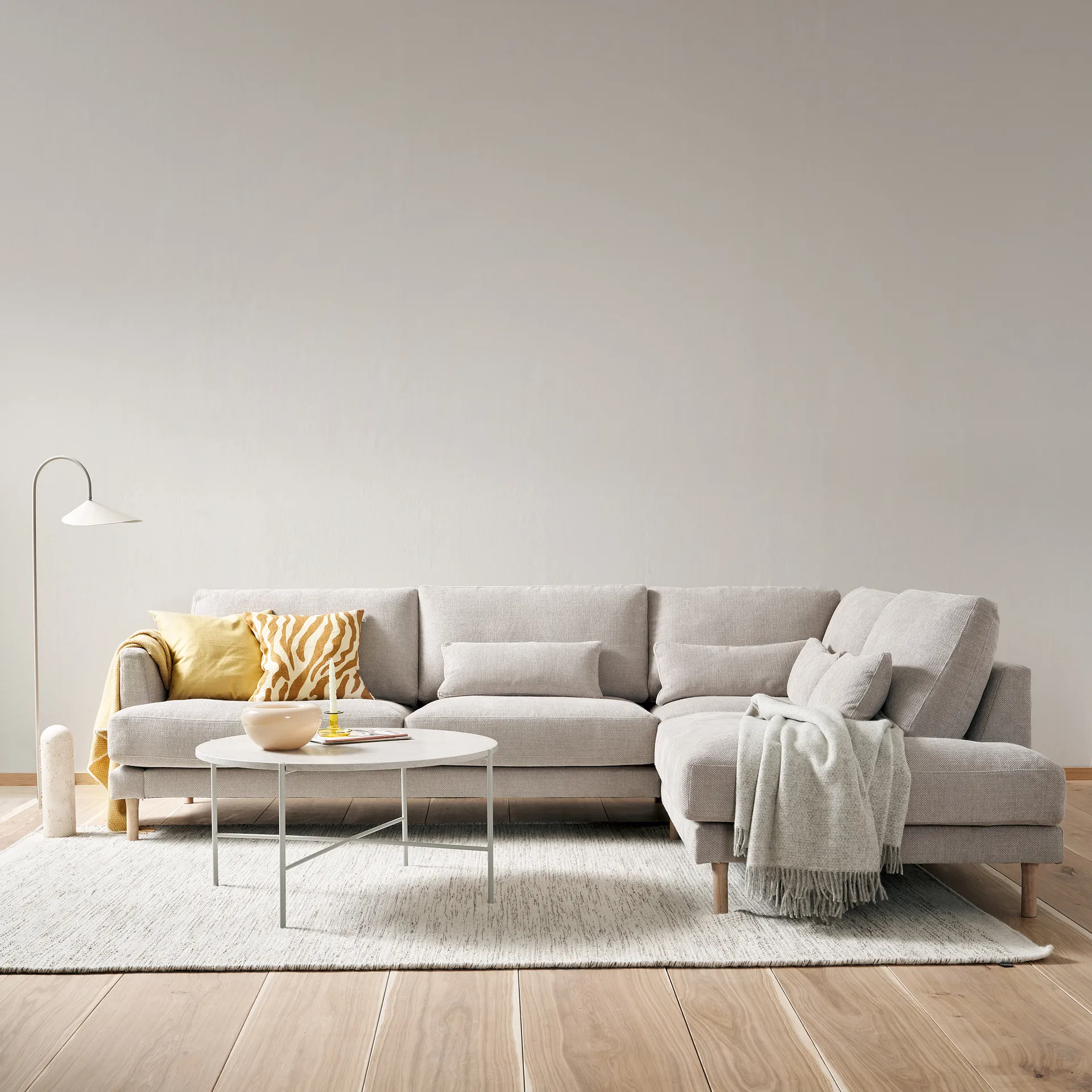 Divano modulare Bredhult A1 in rovere oliato bianco, Bern 0341, beige 1898