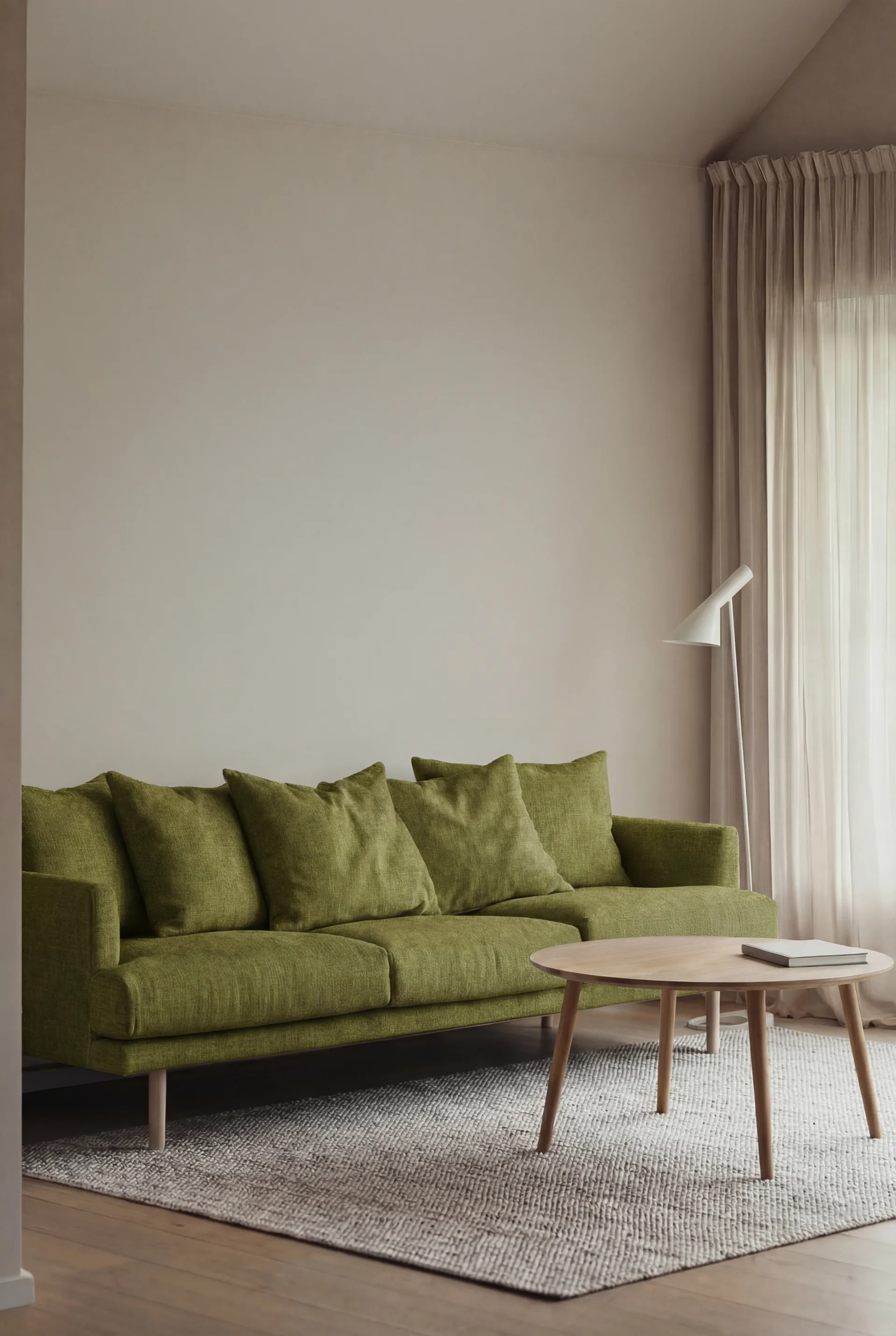 Divano Sjövik, Luiza Green 3975-rovere oliato bianco, 3,5 sedute 1898