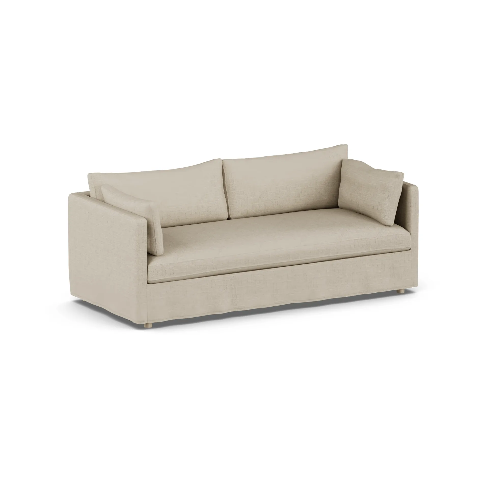 Linnevik divano, Bern Beige 0341-rovere oliato bianco, 3 sedute, con gonna 1898