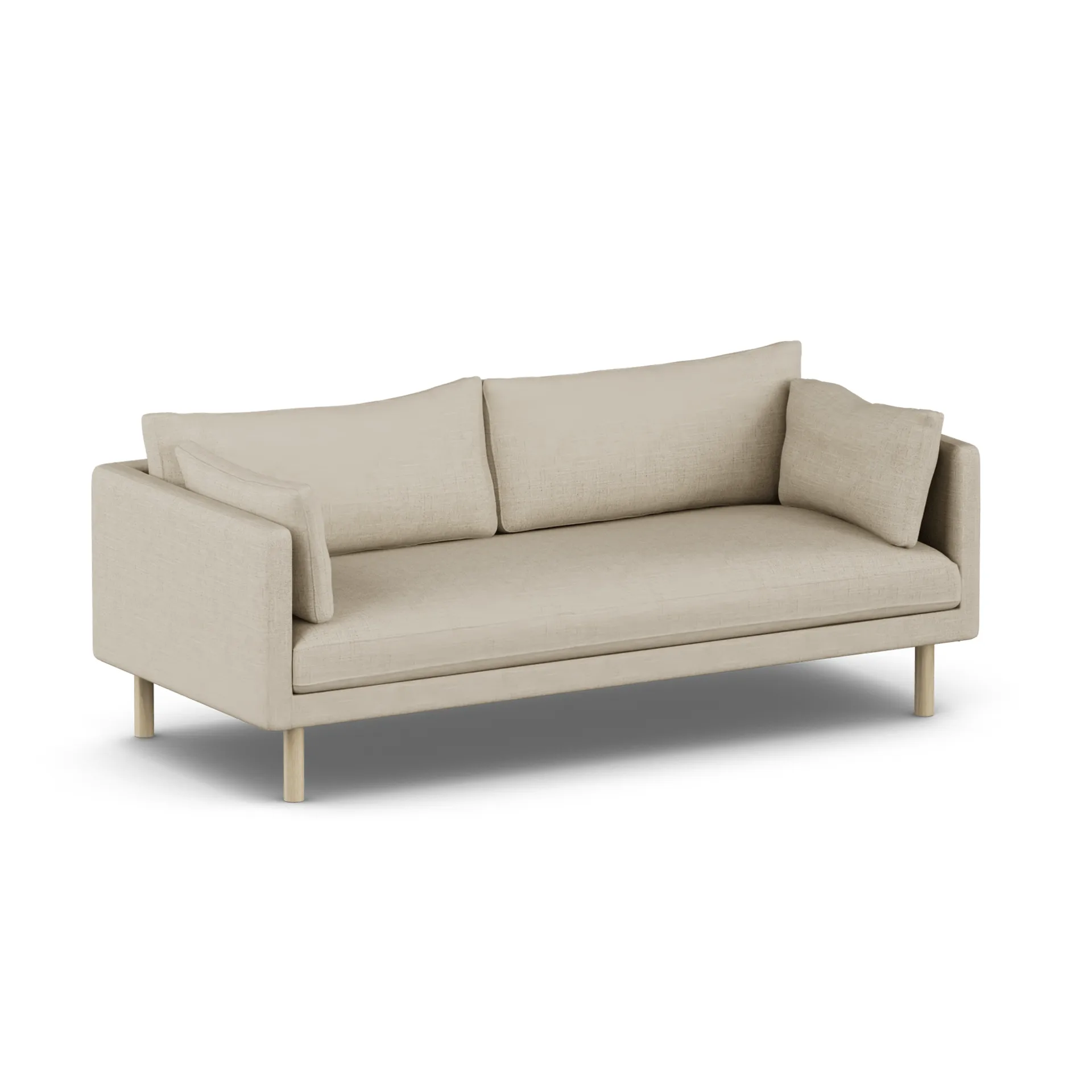 Linnevik divano, Bern Beige 0341-rovere oliato bianco, 3 sedute, senza gonna 1898