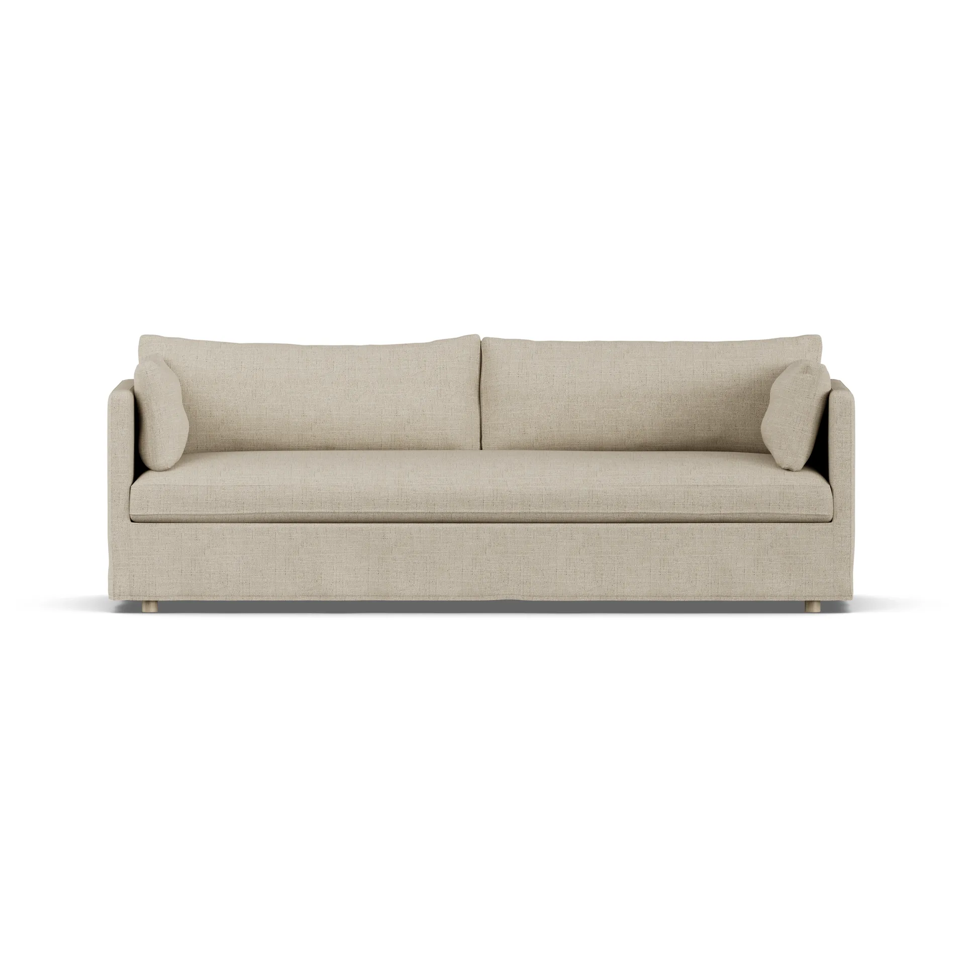 Linnevik divano, Bern beige 0341-rovere oliato bianco, 4 sedute, con gonna 1898