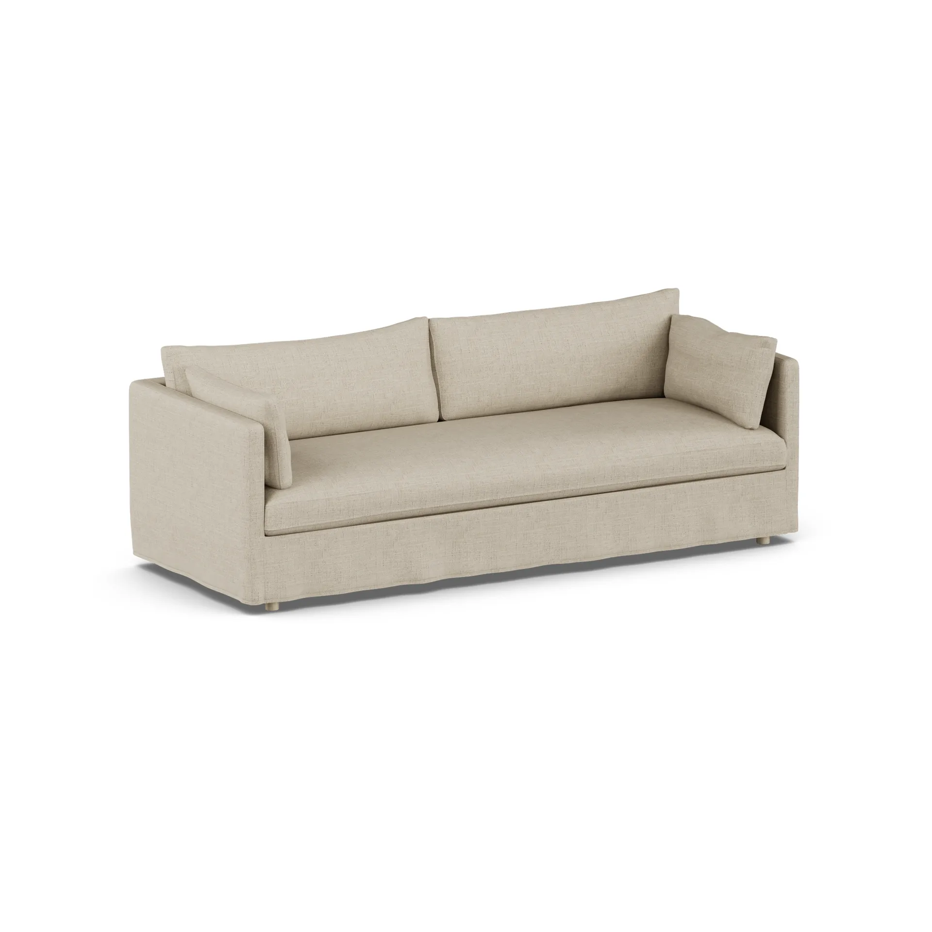 Linnevik divano, Bern beige 0341-rovere oliato bianco, 4 sedute, con gonna 1898