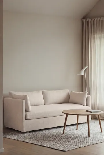 Linnevik divano - Caleido Beige 9600-rovere oliato bianco, 2 sedute, con gonna - 1898