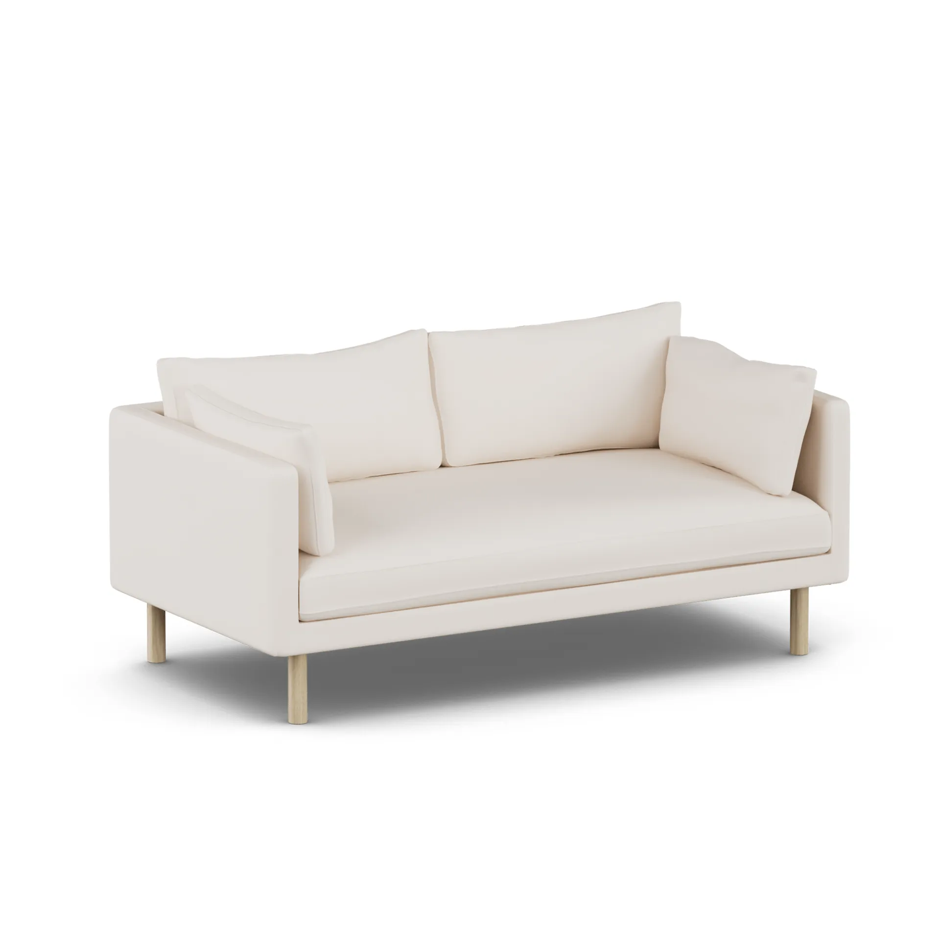 Linnevik divano, Caleido Beige 9600-rovere oliato bianco, 2 sedute, senza gonna 1898