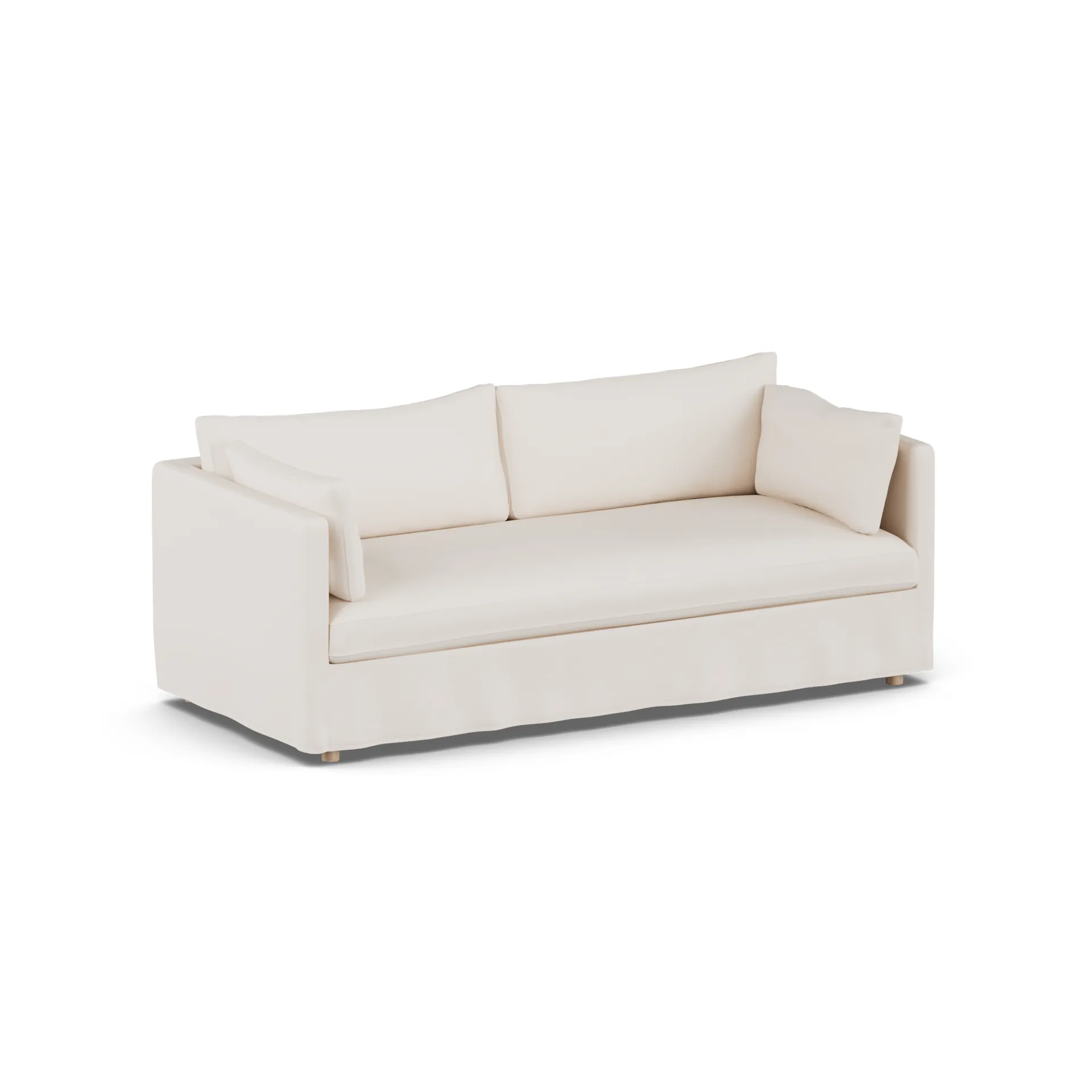 Linnevik divano, Caleido beige 9600-rovere oliato bianco, 3 sedute, con gonna 1898