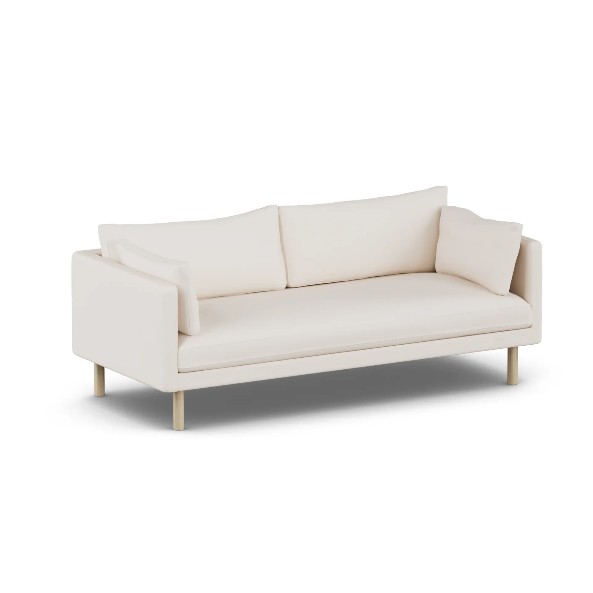 Linnevik divano, Caleido Beige 9600-rovere oliato bianco, 3 sedute, senza gonna 1898