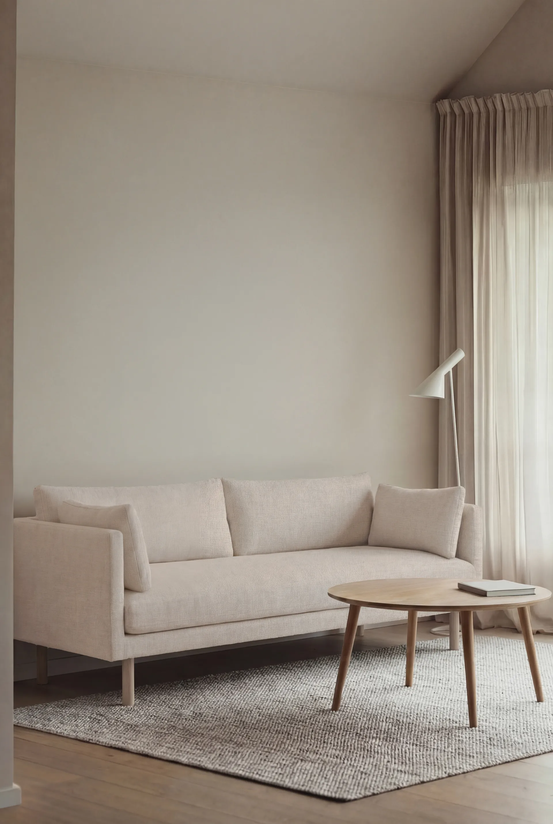 Linnevik divano, Caleido Beige 9600-rovere oliato bianco, 3 sedute, senza gonna 1898