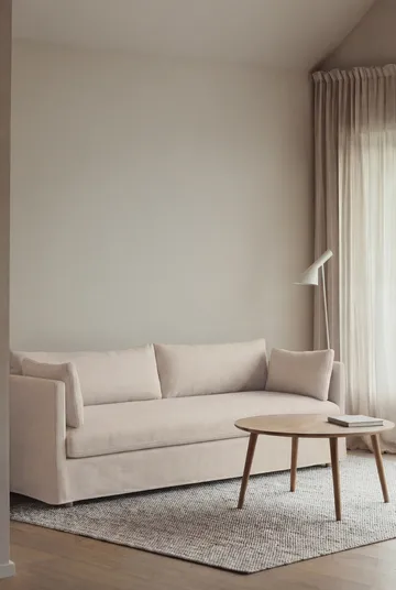 Linnevik divano - Caleido beige 9600-rovere oliato bianco, 4 sedute, con gonna - 1898