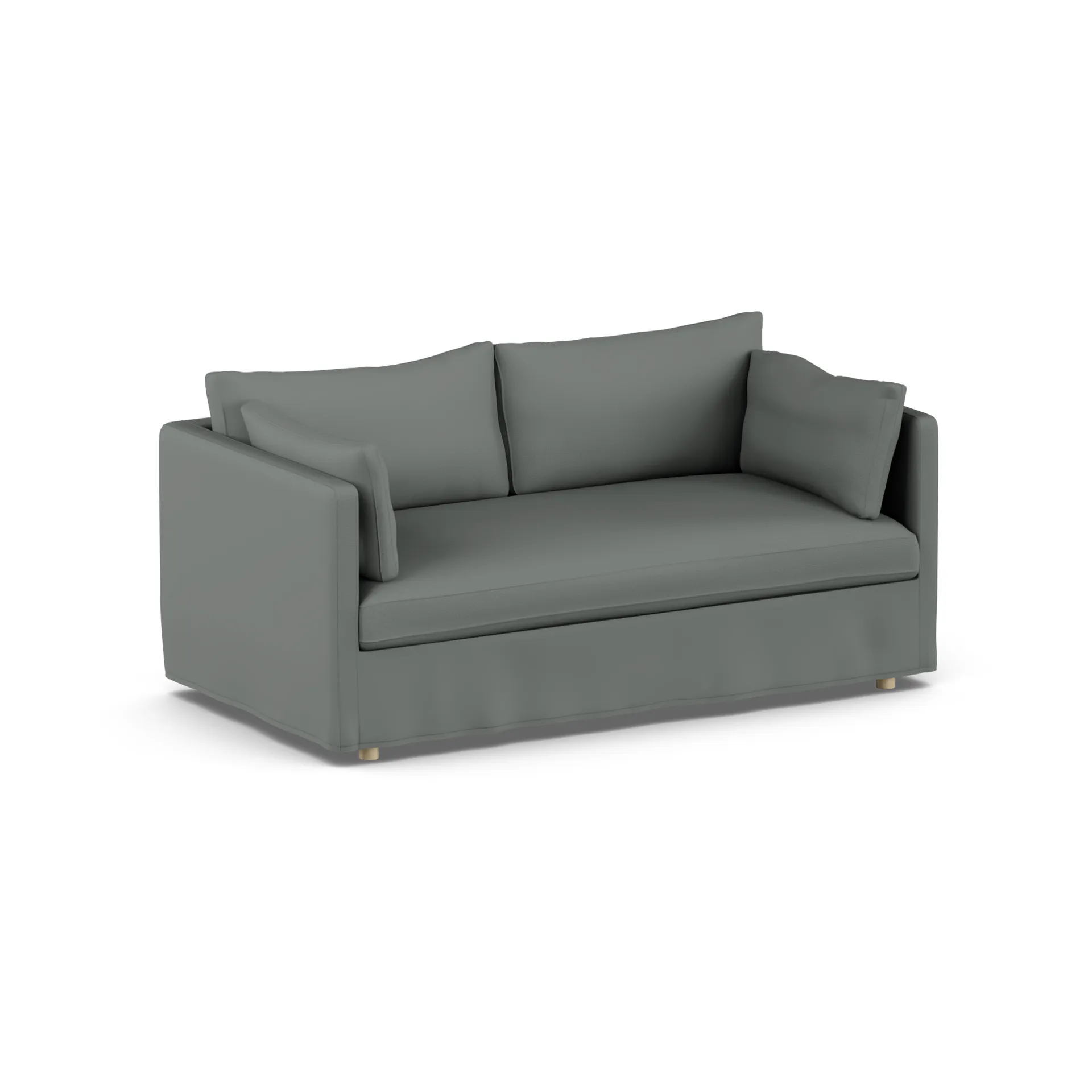 Linnevik divano, Caleido Grey 1240-rovere oliato bianco, 2 sedute, con gonna 1898