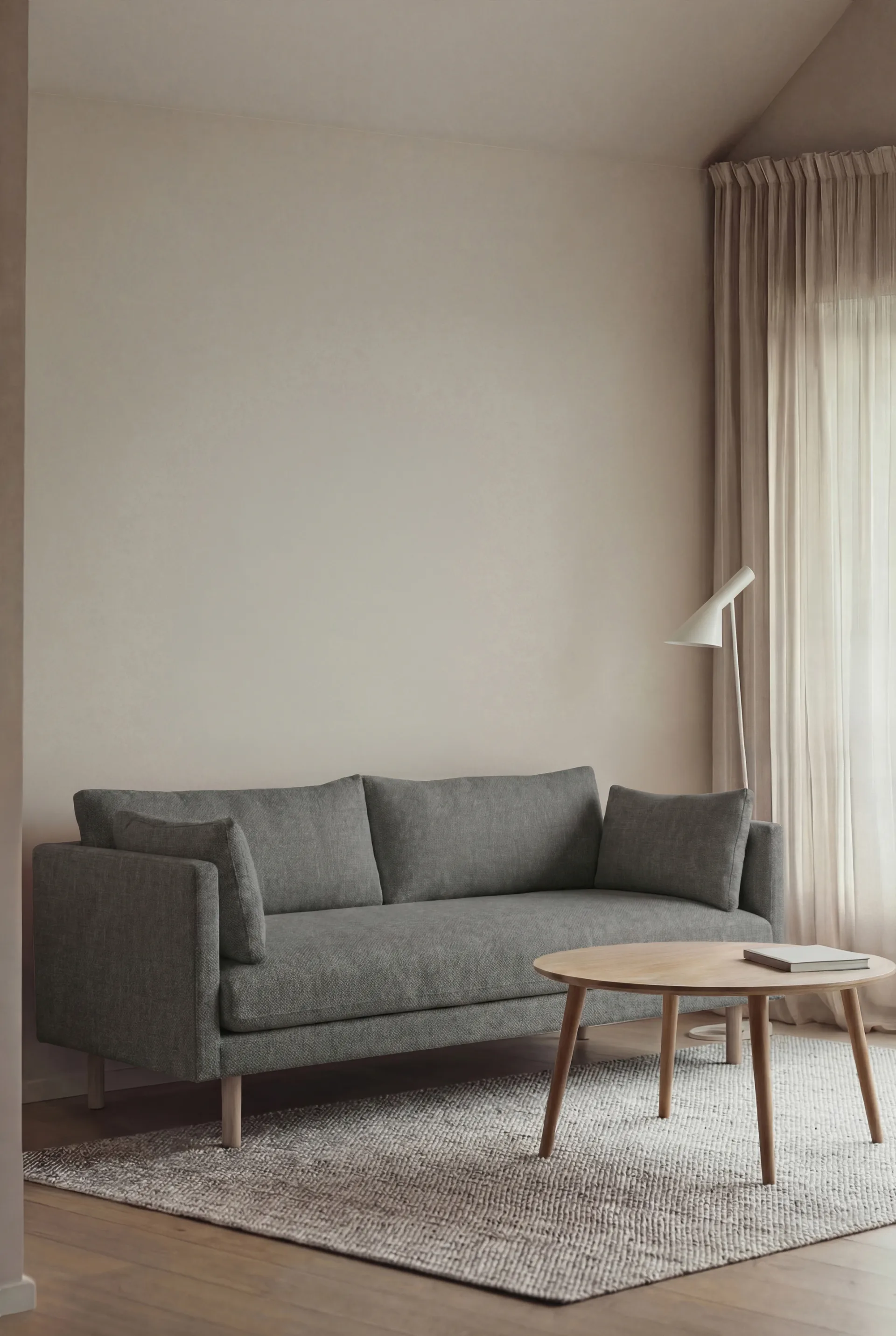 Linnevik divano, Caleido Grey 1240-rovere oliato bianco, 2 sedute, senza gonna 1898