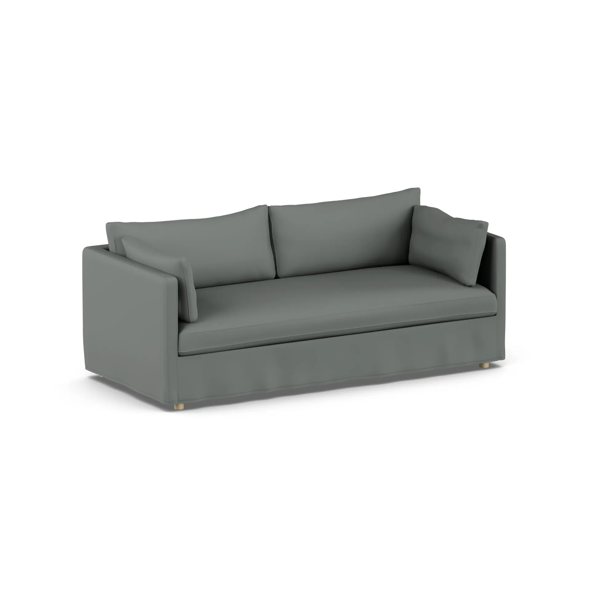 Linnevik divano, Caleido Grey 1240-rovere oliato bianco, 3 sedute, con gonna 1898