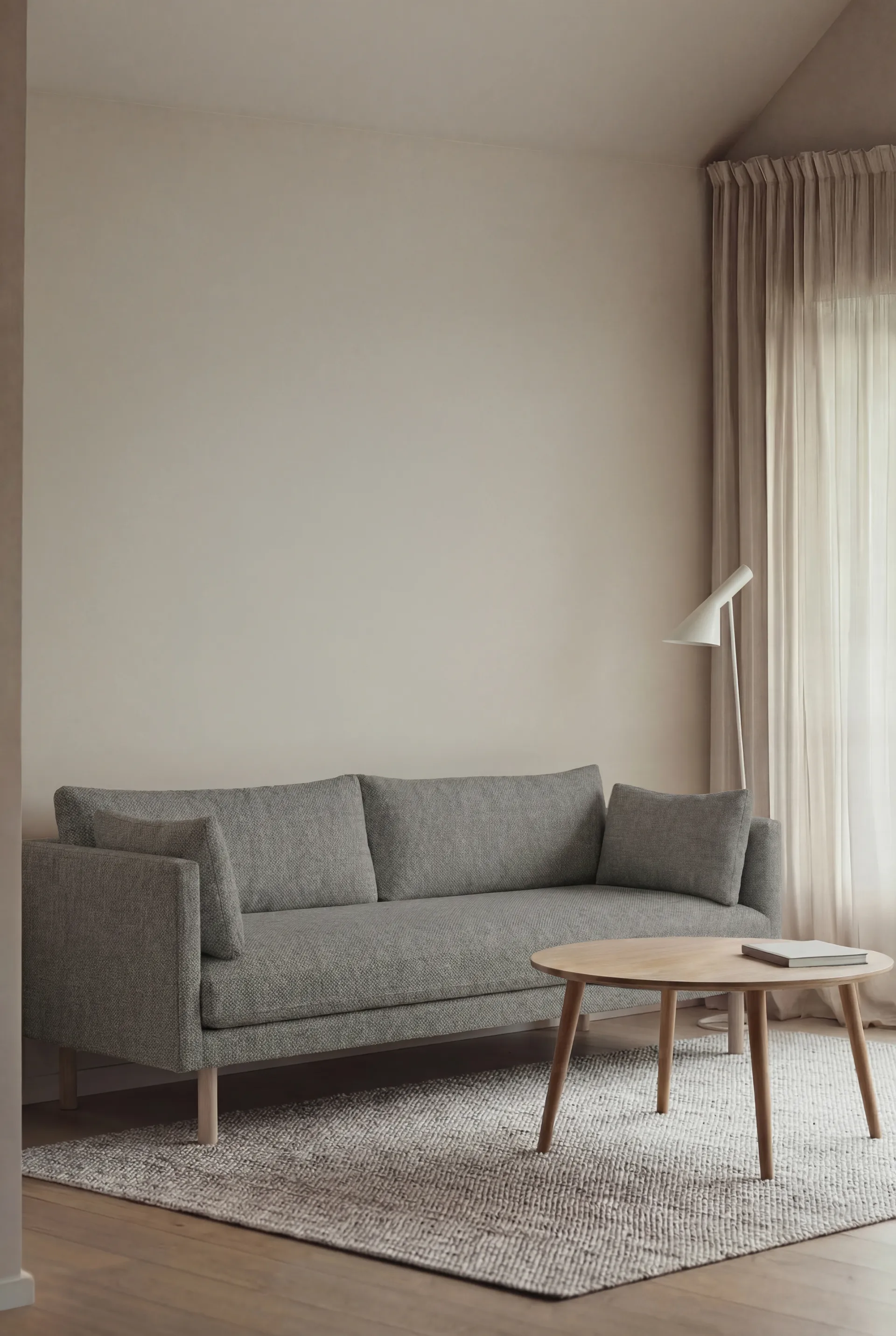 Linnevik divano, Caleido Grey 1240-rovere oliato bianco, 3 sedute, senza gonna 1898