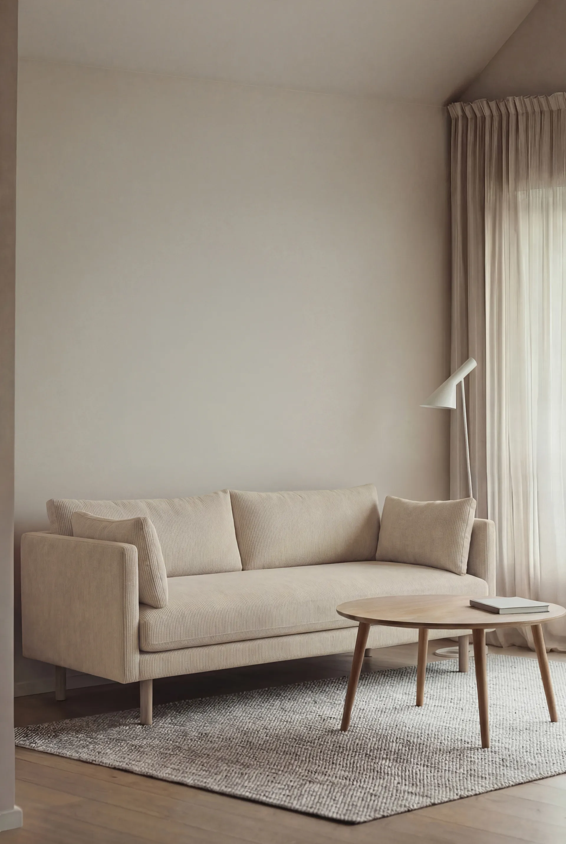 Linnevik divano, Jump Beige 1956-rovere oliato bianco, 2 sedute, senza gonna 1898