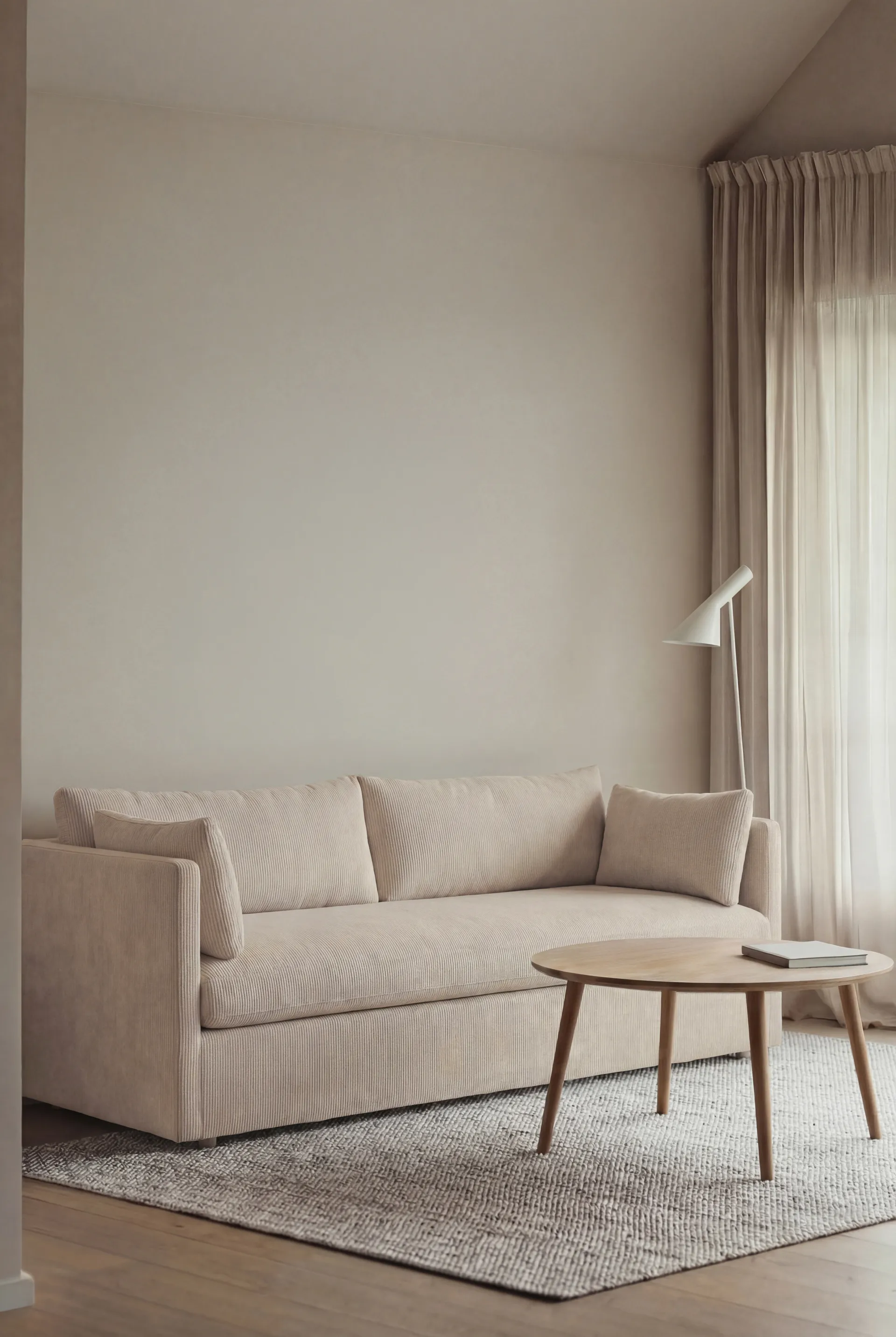 Linnevik divano, Jump Beige 1956-rovere oliato bianco, 3 sedute, con gonna 1898