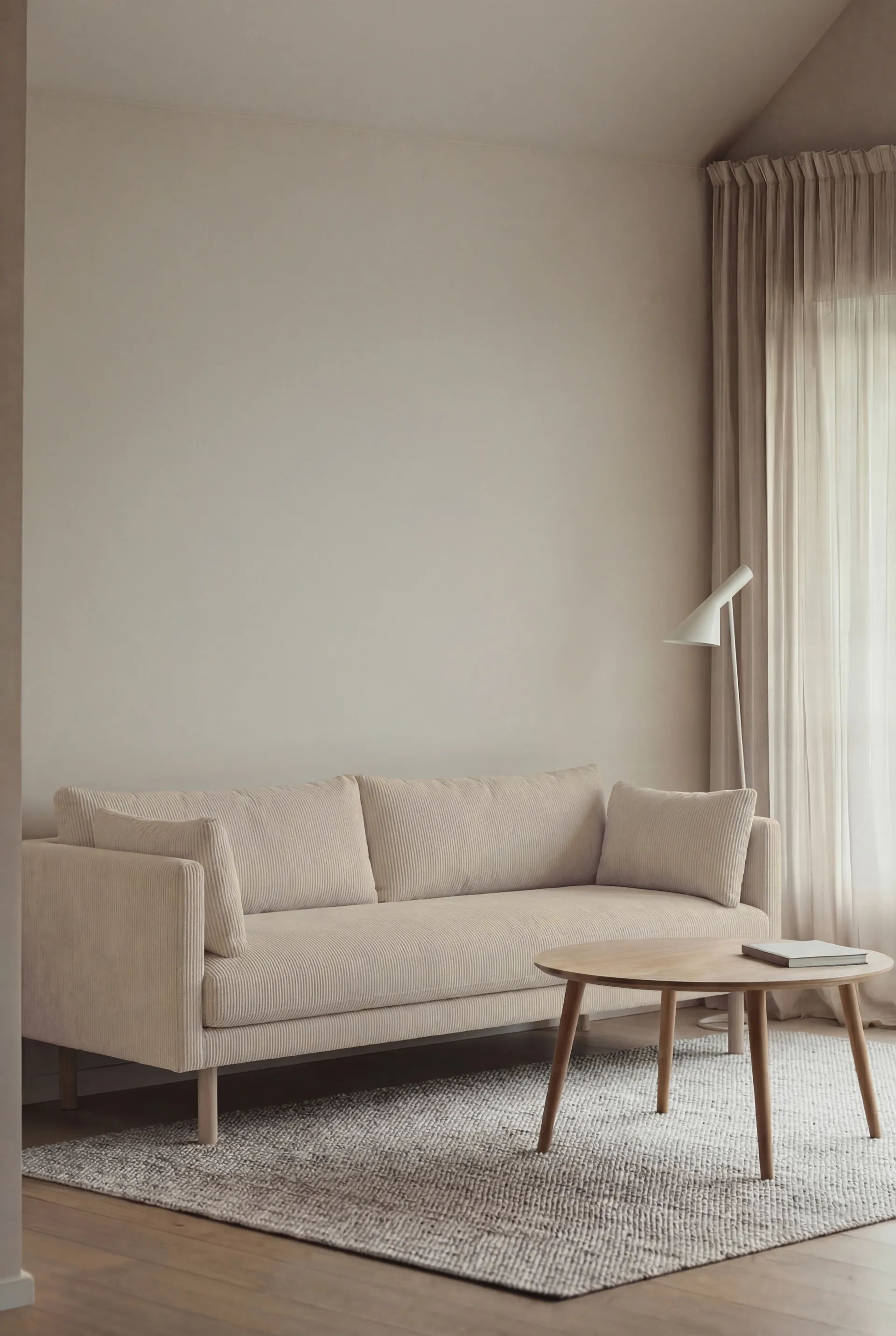 Linnevik divano, Jump Beige 1956-rovere oliato bianco, 3 sedute, senza gonna 1898