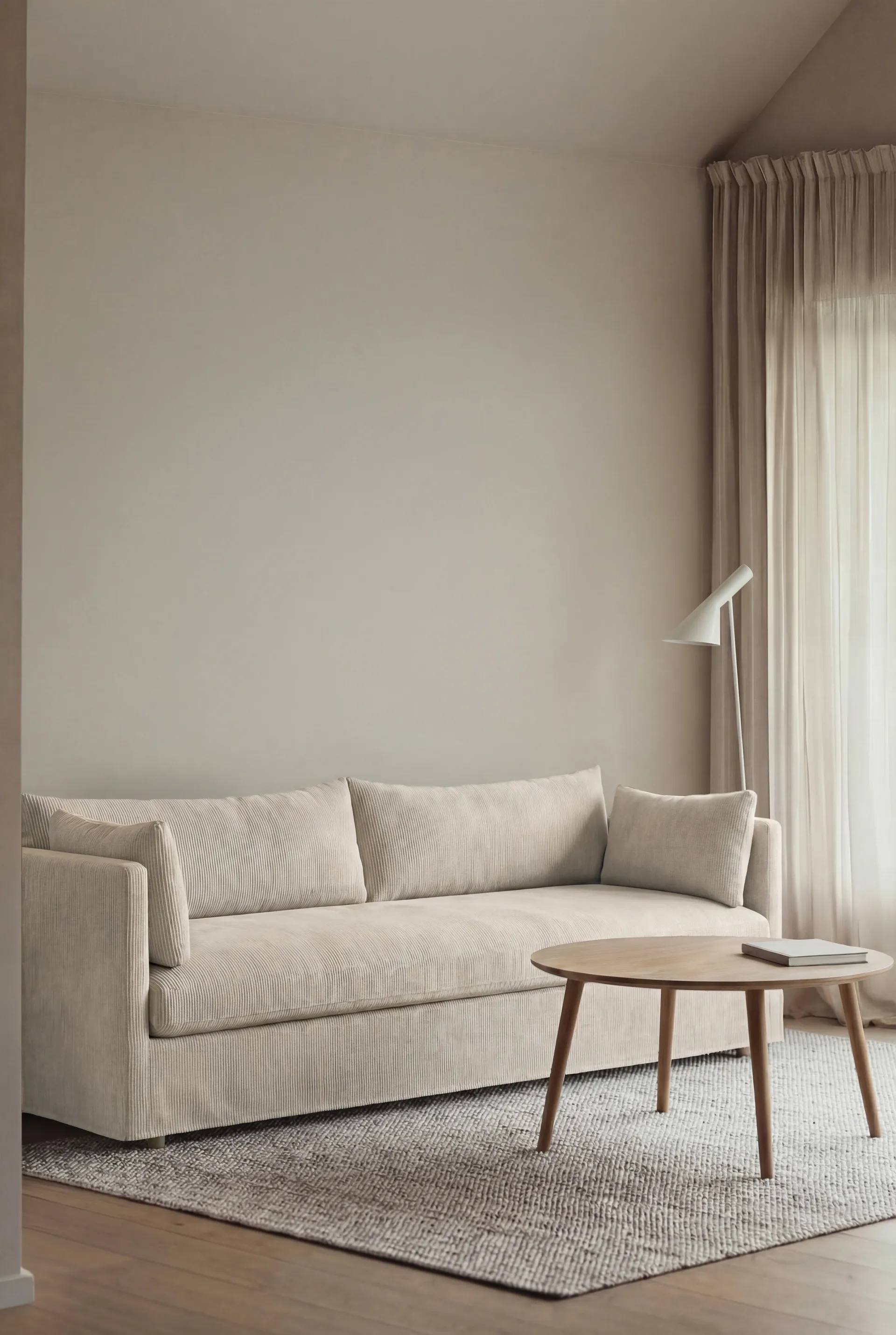 Linnevik divano, Jump Beige 1956-rovere oliato bianco, 4 sedute, con gonna 1898